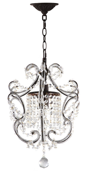 Safavieh Luna Chandelier Adjustable 1 Light 12" Brown Iron Crystal LIT4437A 889048145139