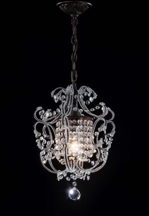 Safavieh Luna Chandelier Adjustable 1 Light 12" Brown Iron Crystal LIT4437A 889048145139