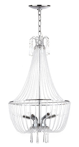 Safavieh Berlin Chandelier Adjustable Glass Beaded 6 Light 17.5" Chrome Iron Crystal LIT4439A 889048145153