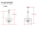 Safavieh Berlin Chandelier Adjustable Glass Beaded 6 Light 17.5" Chrome Iron Crystal LIT4439A 889048145153