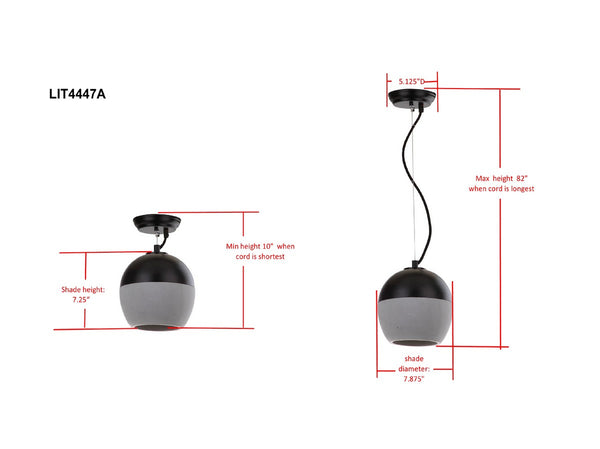 Kira 7.87 Inch Dia Adjustable Pendant Lamp