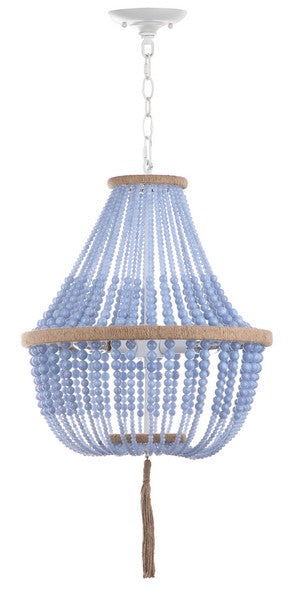 Safavieh Lush Kristi Pendant Beaded 3 Light 16.5" Blue White Acrylic Metal LIT4477A 889048147119