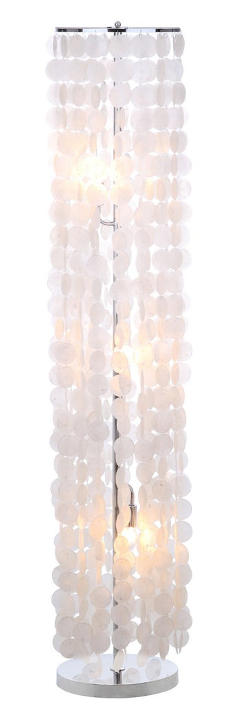 Safavieh Illumina Floor Lamp Capiz 3 Light 60" White Chrome Sea Shell Metal LIT4483A 889048179462