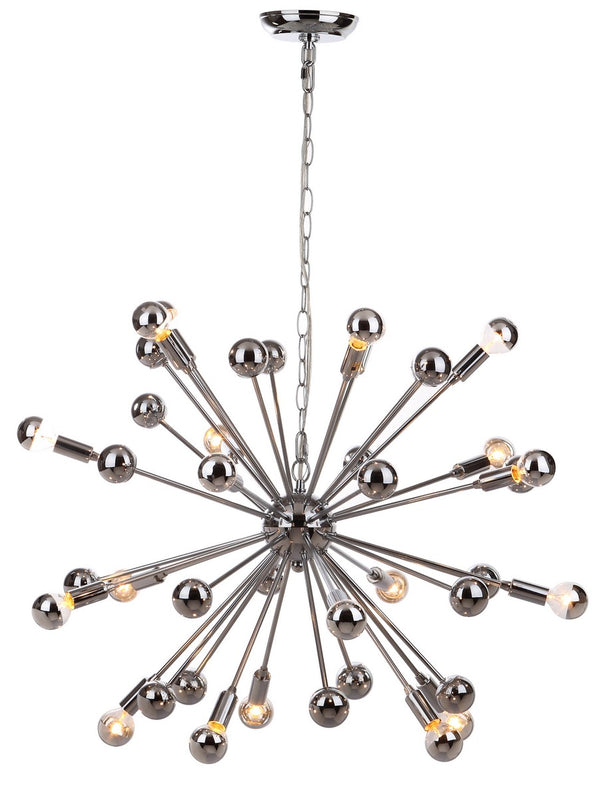 Safavieh Starburst Pendant Sputnik 20 Light 31" Chrome Metal LIT4495A 889048179585
