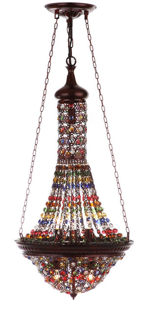 Safavieh Moroccan Pendant Lamp Gentle 15.25" Dark Bronze Multicolor Acrylic Metal LIT4497A 889048179615