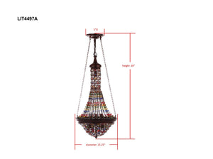 Safavieh Moroccan Pendant Lamp Gentle 15.25" Dark Bronze Multicolor Acrylic Metal LIT4497A 889048179615