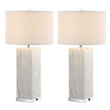 Safavieh Olympia, 29 Inch, White/Black, Ceramic Table Lamp Set Of 2 W/ Usb Port - Set of 2 Black / White   LIT4500A-SET2-U