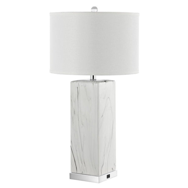 Safavieh Olympia, 29 Inch, White/Black, Ceramic Table Lamp Set Of 2 W/ Usb Port - Set of 2 Black / White   LIT4500A-SET2-U