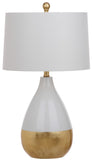 Safavieh - Set of 2 - Kingship Table Lamp 24" White Gold Cotton Metal LIT4502B-SET2 889048196407