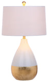 Safavieh - Set of 2 - Kingship Table Lamp 24" White Gold Cotton Metal LIT4502B-SET2 889048196407