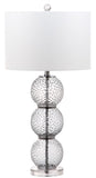 Safavieh - Set of 2 - Port Robert Table Lamp Glass 28.5" Smoke Off White Chrome Clear Silver Cotton LIT4506A-SET2 889048180086