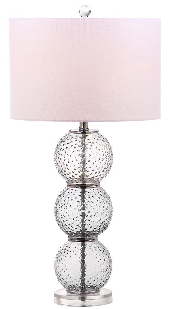 Safavieh - Set of 2 - Port Robert Table Lamp Glass 28.5" Smoke Off White Chrome Clear Silver Cotton LIT4506A-SET2 889048180086