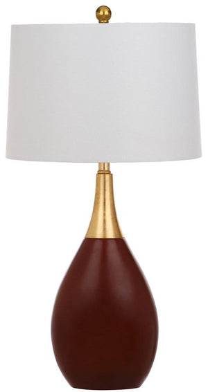 Safavieh - Set of 2 - Medallion Table Lamp 27.5" Gold Walnut Off White Cotton Resin LIT4507A-SET2 889048180093