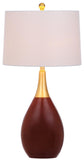 Safavieh - Set of 2 - Medallion Table Lamp 27.5" Gold Walnut Off White Cotton Resin LIT4507A-SET2 889048180093