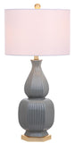 Safavieh - Set of 2 - Cleo Table Lamp 31.5" Grey Off White Gold Cotton Ceramic LIT4512A-SET2 889048190627