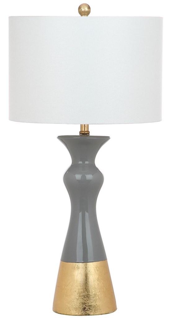 Safavieh - Set of 2 - Iris Table Lamp 30.5" Grey Gold Off White Cotton Ceramic LIT4513A-SET2 889048194564
