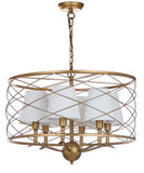 Safavieh Thea Pendant Lamp Adjustable 25.25" Gold Off White Cotton Metal LIT4519A 889048201415