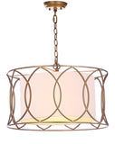 Safavieh Silas Pendant Lamp Adjustable 21.5" Gold Off White Cotton Metal LIT4520A 889048201422