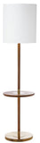 Safavieh Janell End Table Floor Lamp 65" Brown Off White Brass Cotton Wood LIT4529A 889048206779