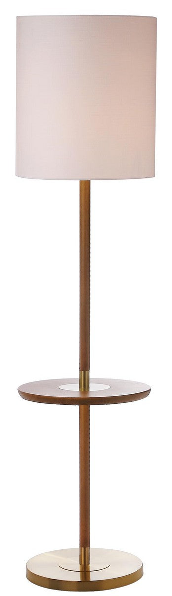 Safavieh Janell End Table Floor Lamp 65" Brown Off White Brass Cotton Wood LIT4529A 889048206779