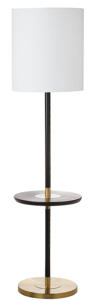 Safavieh Janell End Table Floor Lamp 65" Black Off White Brass Cotton Wood LIT4529B 889048206793