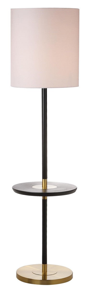 Safavieh Janell End Table Floor Lamp 65" Black Off White Brass Cotton Wood LIT4529B 889048206793
