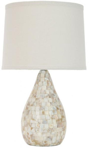 Safavieh Lauralie Lamp Capiz Shell 20.5" Ivory Off White Silver Cotton Resin LITS4011A 683726986669