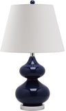 Safavieh Eva Lamp Double Gourd Glass 24" Navy Off White Silver Cotton LITS4086B 683726667100