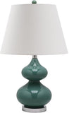 Safavieh Eva Lamp Double Gourd Glass 24" Marine Blue Off White Silver Cotton LITS4086C 683726667186