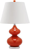 Safavieh Eva Lamp Double Gourd Glass 24" Blood Orange Off White Silver Cotton LITS4086D 683726660897