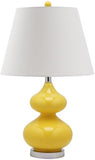 Safavieh Eva Lamp Double Gourd Glass 24" Yellow Off White Silver Cotton LITS4086H 683726660804