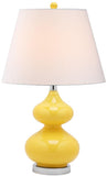 Safavieh Eva Lamp Double Gourd Glass 24" Yellow Off White Silver Cotton LITS4086H 683726660804