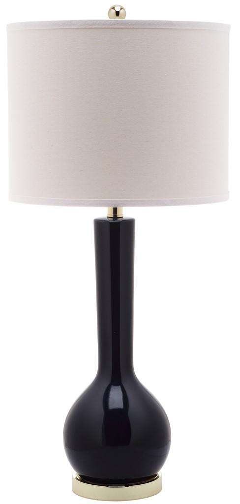 Safavieh Mae Table Lamp Long Neck Ceramic 30.5" Navy Off White Gold Cotton LITS4091B 683726660866
