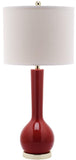 Safavieh Mae Table Lamp Long Neck Ceramic 30.5" Red Off White Gold Cotton LITS4091E 683726660835