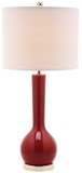 Safavieh Mae Table Lamp Long Neck Ceramic 30.5" Red Off White Gold Cotton LITS4091E 683726660835