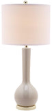 Safavieh Mae Table Lamp Long Neck Ceramic 30.5" Light Grey Off White Gold Cotton LITS4091F 683726649595