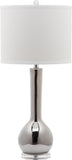 Safavieh Mae Table Lamp Long Neck Ceramic 30.5" Silver Off White Clear Cotton LITS4091M 683726664529