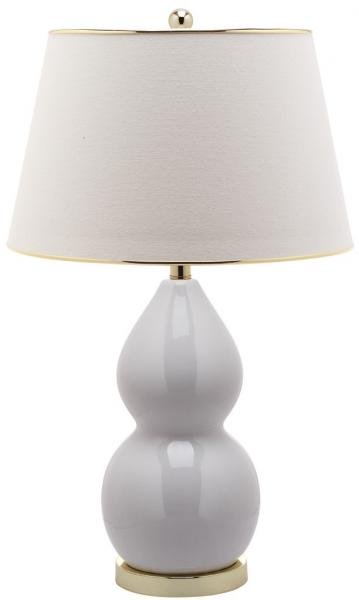 Safavieh Jill Lamp Double Gourd Ceramic 26.5" White Gold Cotton LITS4093A 683726649588