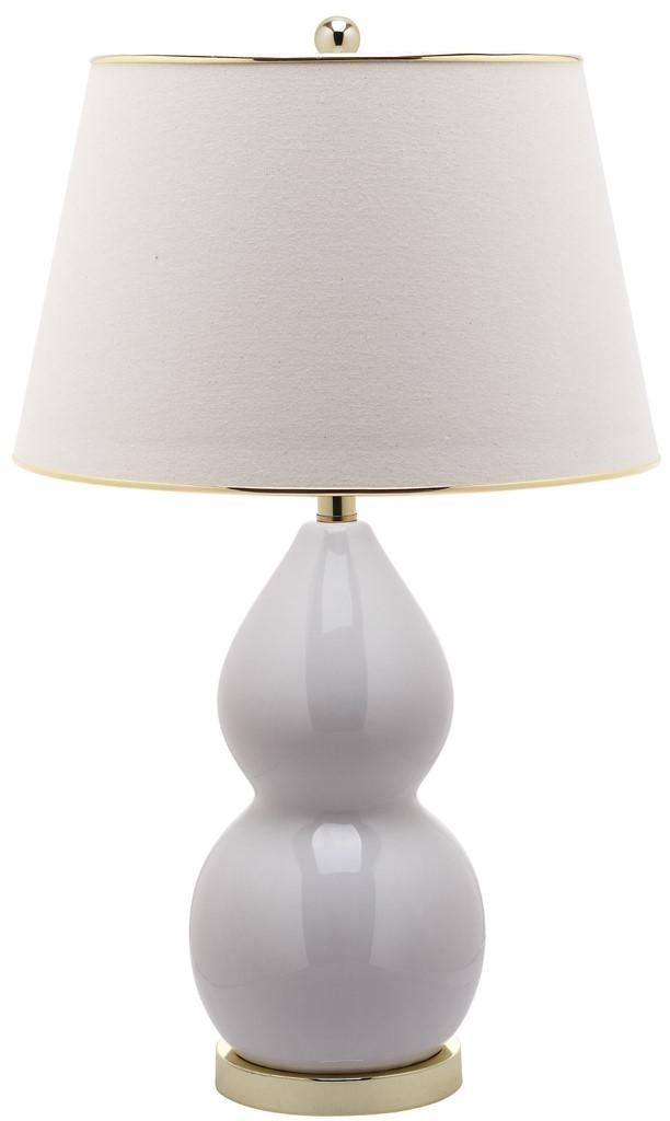 Safavieh Jill Lamp Double Gourd Ceramic 26.5" White Gold Cotton LITS4093A 683726649588