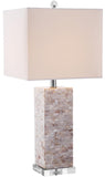 Safavieh Homer Table Lamp Shell 26" Cream White Silver Clear Cotton Polyester LITS4106A 683726653936