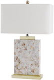 Safavieh Tory Table Lamp Shell 24.5" Cream White Gold Bushed Cotton Polyester Shell LITS4107A 683726664598