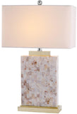Safavieh Tory Table Lamp Shell 24.5" Cream White Gold Bushed Cotton Polyester Shell LITS4107A 683726664598