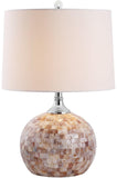 Safavieh Nikki Table Lamp Shell 22.5" Cream White Silver Chrome Cotton Polyester LITS4109A 683726660828