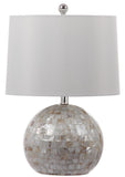 Safavieh Nikki Table Lamp Shell 21" White Silver Chrome Cotton Polyester LITS4109B 889048133556