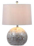Safavieh Nikki Table Lamp Shell 21" White Silver Chrome Cotton Polyester LITS4109B 889048133556