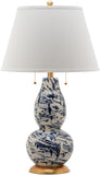 Safavieh Table Lamp Color Swirls Glass 28" Navy White Gold Cotton LITS4159A 683726667094