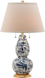 Safavieh Table Lamp Color Swirls Glass 28" Navy White Gold Cotton LITS4159A 683726667094