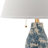 Safavieh Table Lamp Color Swirls Glass 28" Light Blue Off White Gold Cotton LITS4159D 683726667131