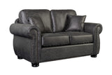 Porter Designs Hunter Wildlife Pattern Reversible to Leather-Look Transitional Loveseat Gray 01-33C-02-8022