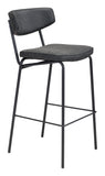 Zuo Modern Sharon 100% Polyurethane, Plywood, Steel Modern Commercial Grade Barstool Set - Set of 4 Vintage Black, Black 100% Polyurethane, Plywood, Steel